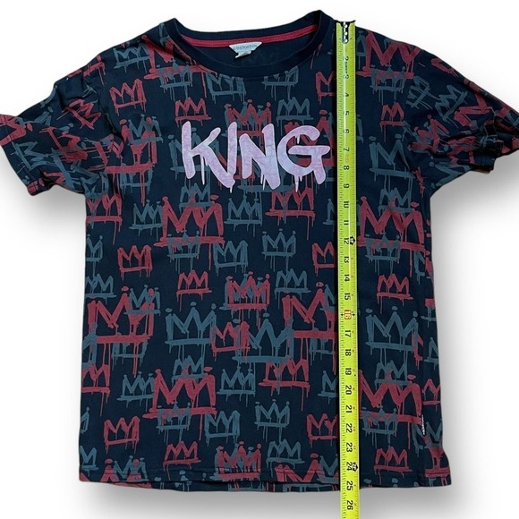 Distortion T-Shirt Mens King All Over Crown Print Black Red Gray Size M - Picture 6 of 8